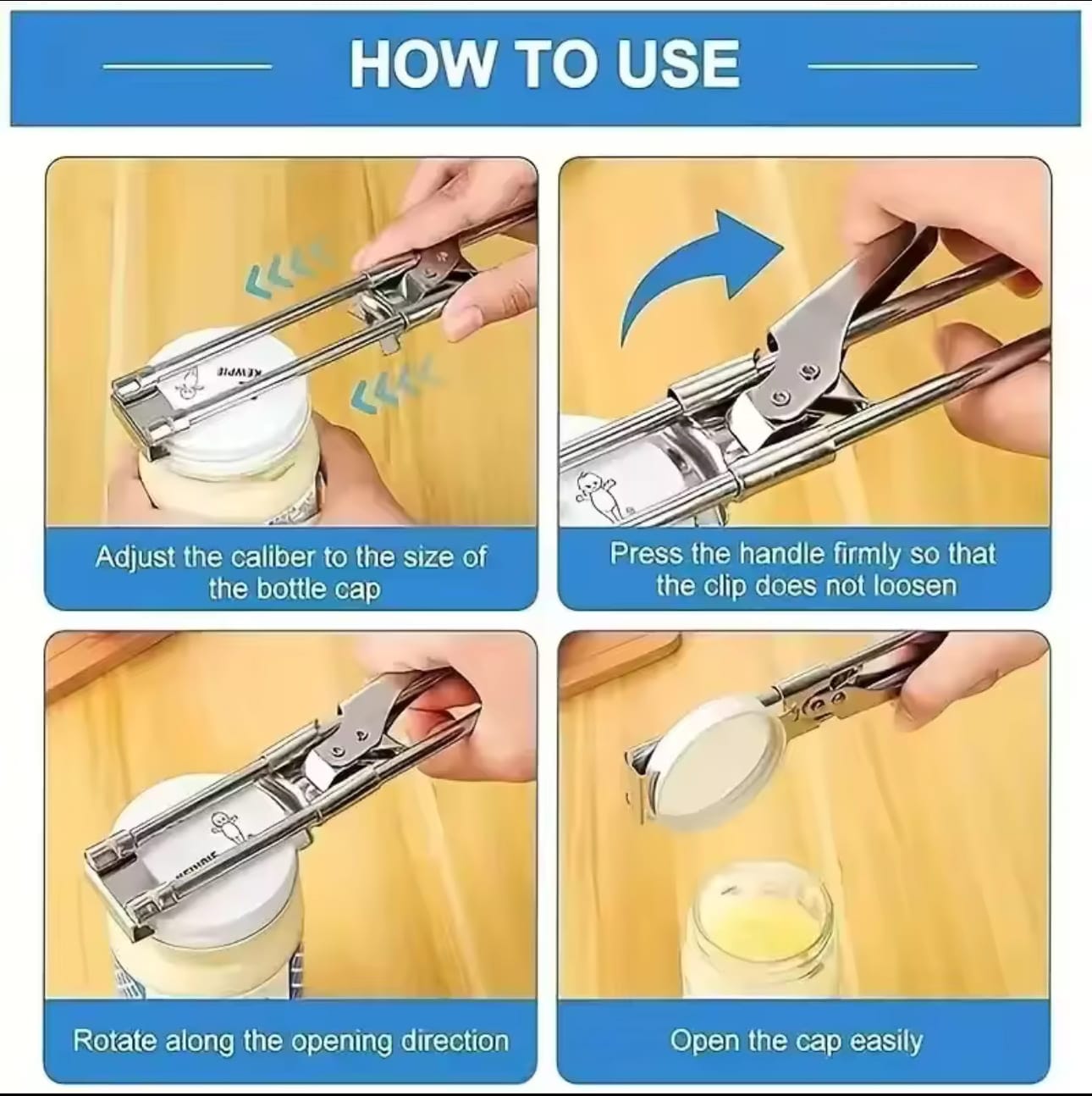 Heavy Duty Stainless Steel Adjustable Multi Function Labor Saving Bottle Jar Can Opener Easy Grip Kitchen Tool Accessorie - Image 3