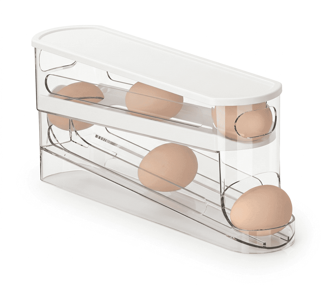 Bilayer Fridge Egg Storage Box Automatic Rolling Eggs Holder Rack Ladder Style Refrigerator Eggs Dispenser Egg Organizer Holder - Image 2