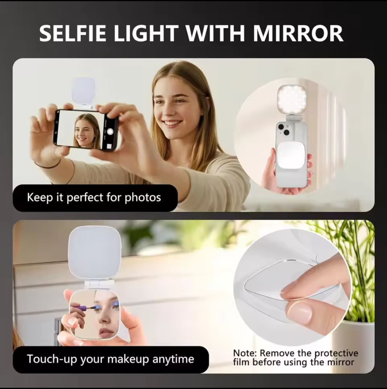 Phone Magnetic Beauty Selfie Light Live Stream Handheld Fill Light with Makeup Mirror Portable Outdoor LED Fill Light - Image 3
