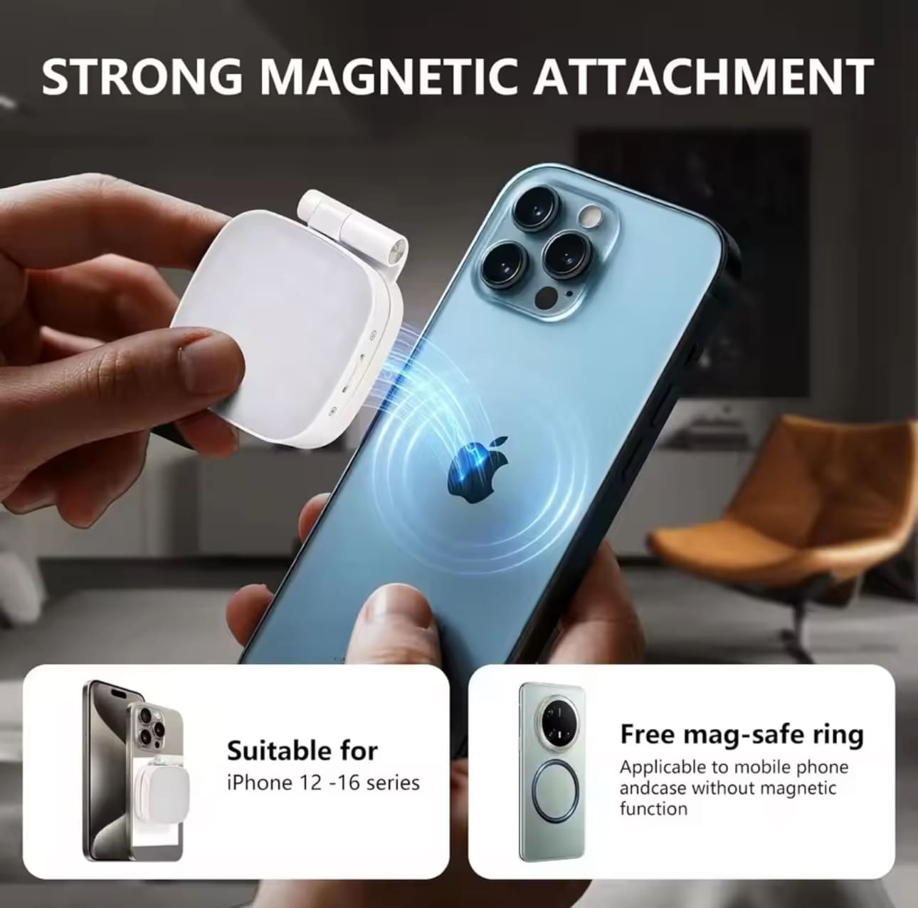 Phone Magnetic Beauty Selfie Light Live Stream Handheld Fill Light with Makeup Mirror Portable Outdoor LED Fill Light - Image 4