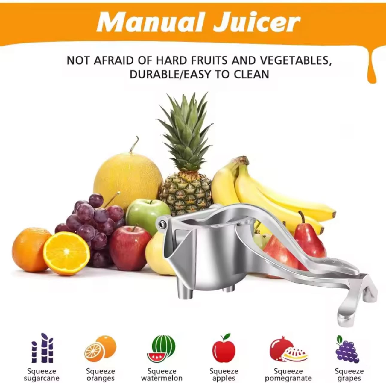Manual Juicer, Fruit Juice Squeezer, Detachable Heavy Duty Citrus Squeezer Extractor Tool, Premium Quality Metal Alloy Squeezer - Image 2