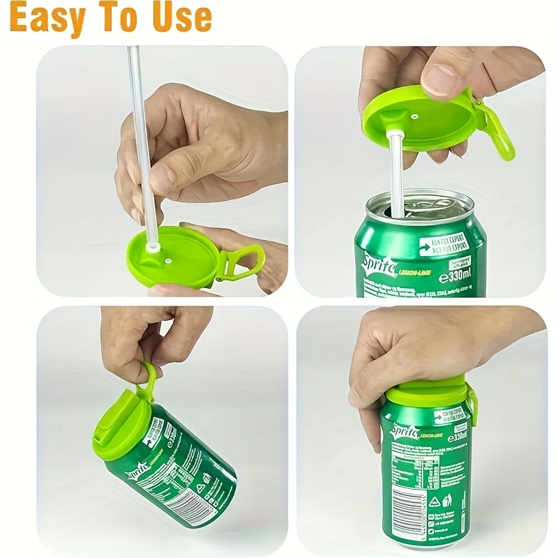 Reusable Soft Drink Can Lid. Soda Drink Can Lid Can Be Used For Beverages Juices And Soft Drinks And Comes With A Straw - Image 4