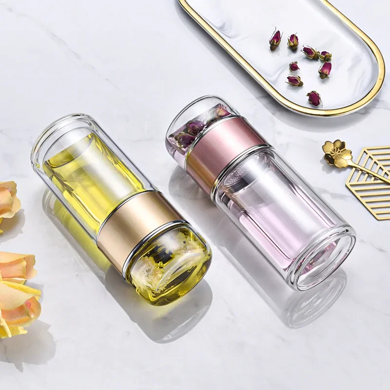 Tea Water Bottle High Borosilicate Glass Double Layer Tea Water Cup Infuser Tumbler Drinkware Water Bottle With Tea Filter - Image 2