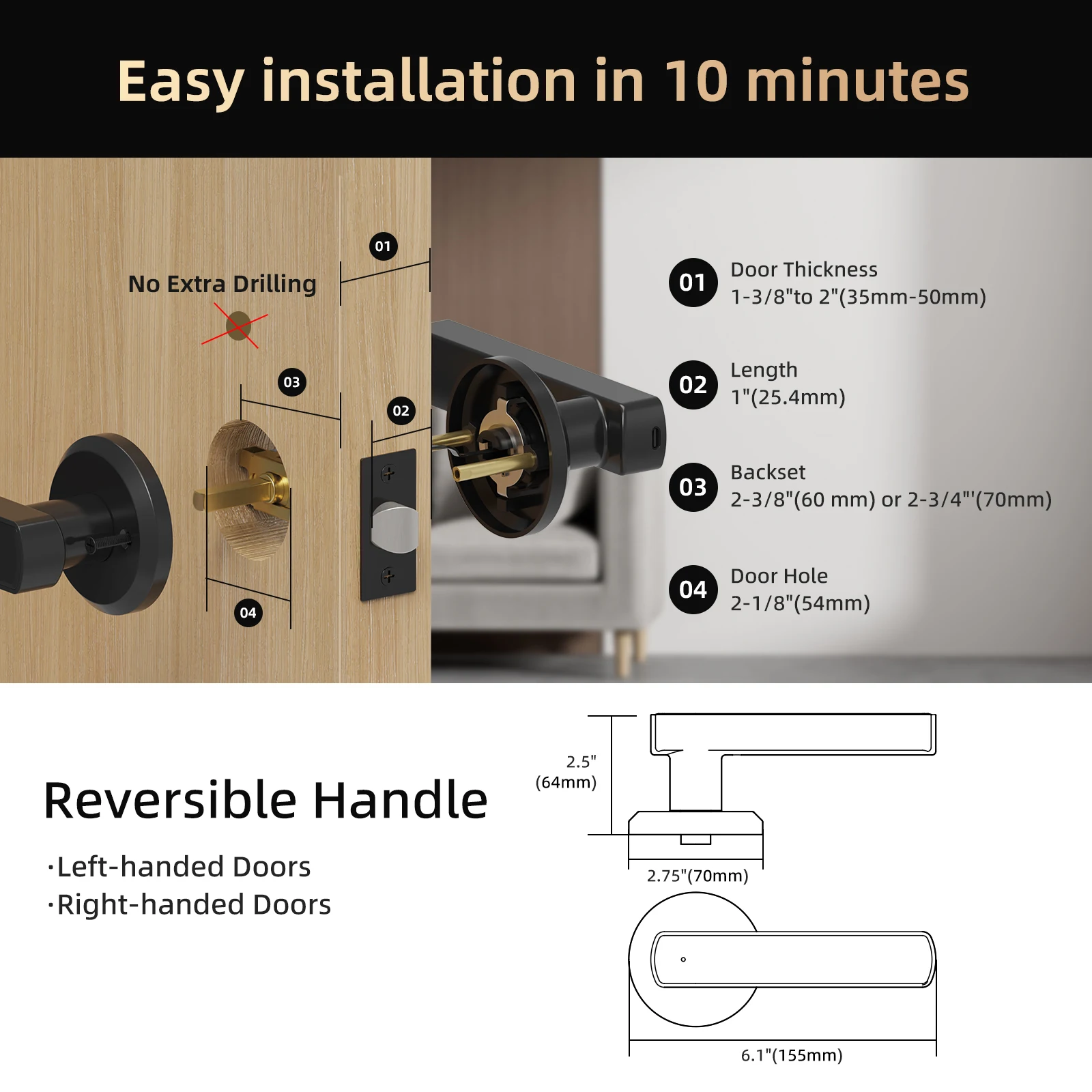 Viladepot Smart Lock Fingerprint Door Lock App Control Passcode Unlock Electronic Touchscreen Keypad - Image 2