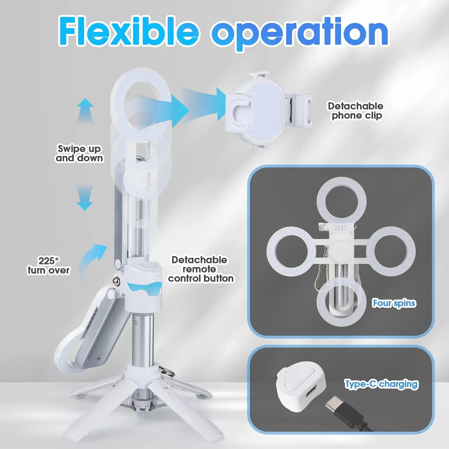 Magnetic Tripod for Phone Magsafe Stand&Clip Portable Pocket Size Selfie Stick for Android/iPhone Wireless Remote Control - Image 5