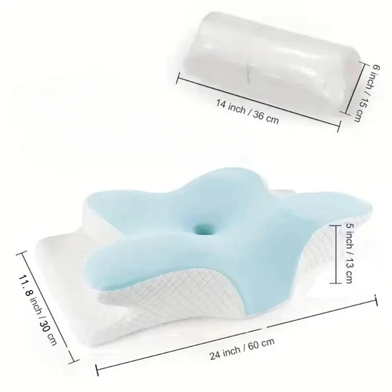 2026 New Solid Color Special-shaped Horn Pillow, Butterfly Pillow Memory Cotton Slow Rebound Neck Protection Sleep Pillow - Image 4