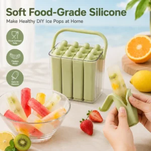 1pc Silicone Ice Pop Mold Box Food Grade Easy Release PET PP Popsicle Maker Freezer Ice Cube Tray for Summer Drinks Home DIY