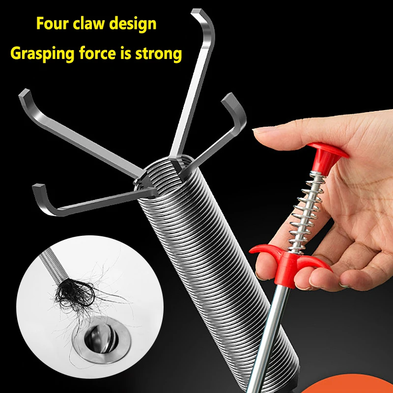 Plumbing Four-claw Hook Dredger Sewer Toilet Tool Manual Toilet Grab Hair Cleaning Clogging Household - Image 2
