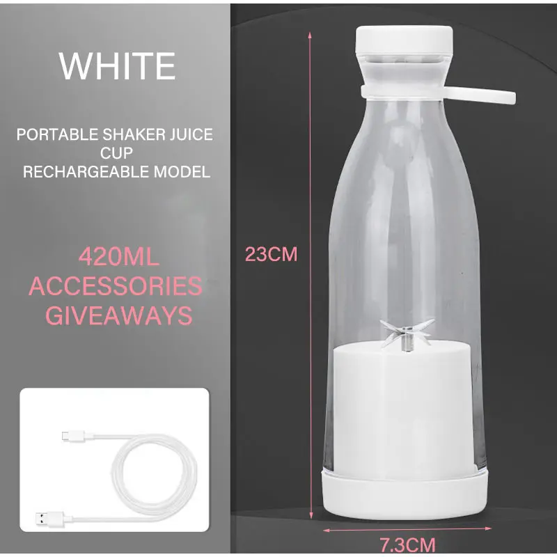 Mini Wine Bottle Juicer 420ml Portable Stirring USB Charging Juicer Cup Household Multifunctional Electric Juicer Household Item - Image 4