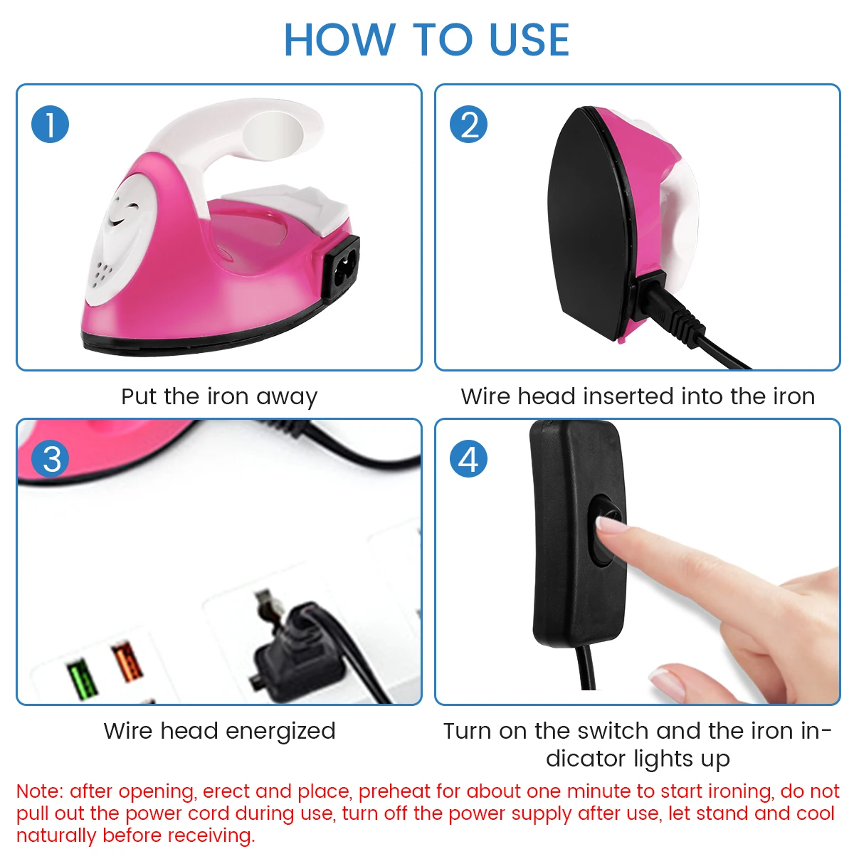 Mini Craft Iron Electric Iron Portable Handy Heat Press with Silicone Heat Insulation Pad Small Iron For Ironing Clothes Laundry - Image 4