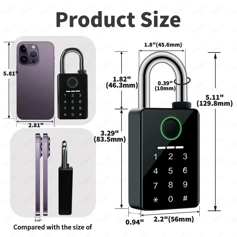 Waterproof Padlock Electronic Lock Keyless Unlock Heavy duty Padlock for home house Warehouse garage - Image 4