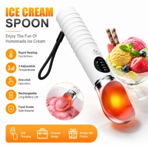 Heated Ice Cream Scoop Melting Ice Quickly Digging Balls Duty Portable USB Rechargeable Electric Ice For Hard Ice Cream Gelato