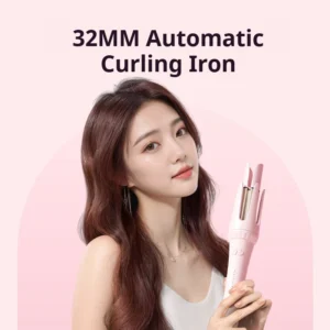Automatic Rotating Curling Iron 32mm Negative Ions Curling Wand for Beach Waves Anti-Scald Hair Curler for Women