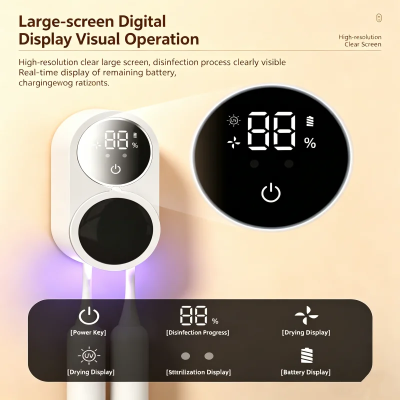 Mini Portable Rechargeable Travel Toothbrush Sterilizer Induction Switch with Charge Display UV Toothbrush Sterilizer Case - Image 2