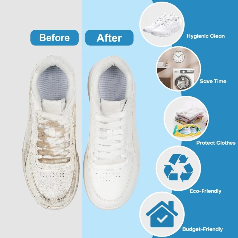 1/2/4PCS Shoe Washing Machine Bag with Liquid Shoe Brush Set Durable Laundry Shoe Bag and Soft Bristle Clean Brush for All Shoes - Image 3