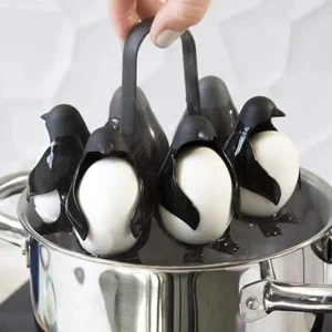 Penguin-Shaped Egg Cooker, 3-in-1 Carrier for Cooking, Storing and Serving 6 Eggs