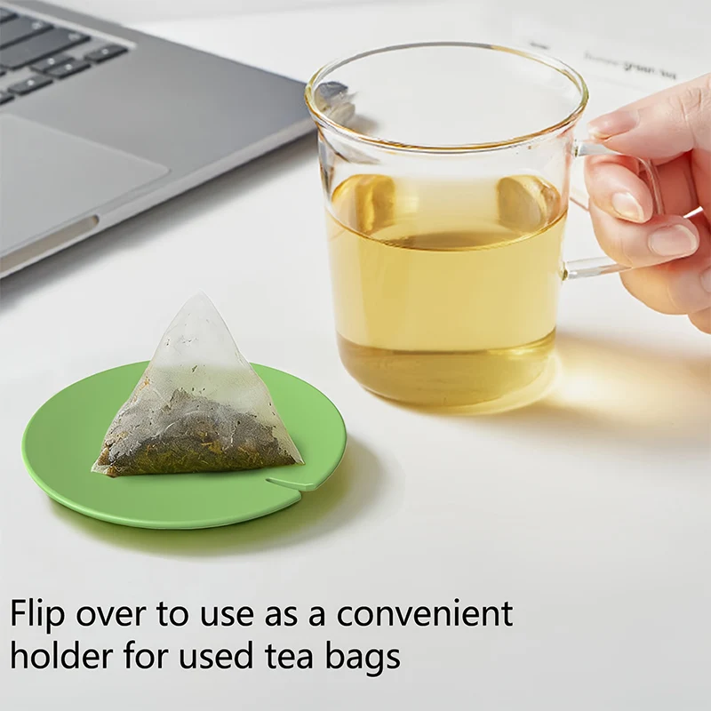 Round Silicone Mug Cup Lid With Tea Bag Hanger Reuseable Washable Glass Ceramic Accessories Home Office Picnic Tableware Gifts - Image 3