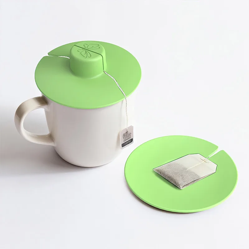 Round Silicone Mug Cup Lid With Tea Bag Hanger Reuseable Washable Glass Ceramic Accessories Home Office Picnic Tableware Gifts - Image 4
