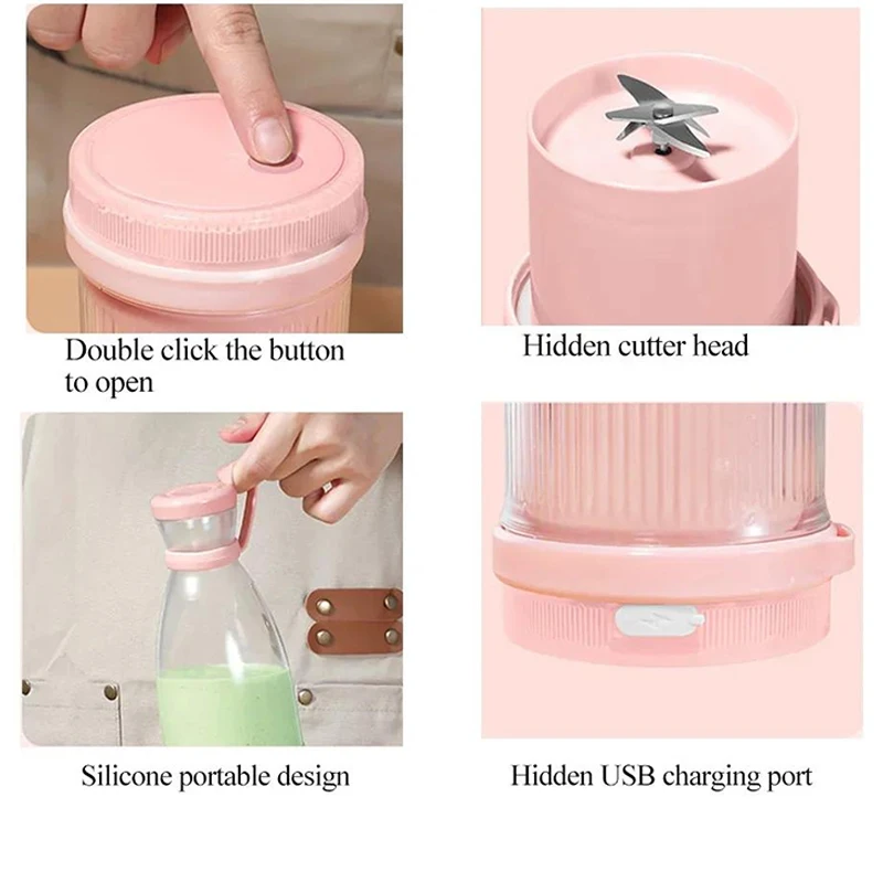 Mini Wine Bottle Juicer 420ml Portable Stirring USB Charging Juicer Cup Household Multifunctional Electric Juicer Household Item - Image 3