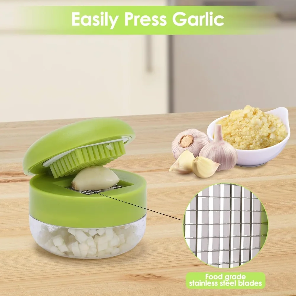 1pc Multifunctional Garlic Press Manual Mincer, ABS and Stainless Steel Garlic Slicer Handheld Ginger Masher with Storage Case - Image 3