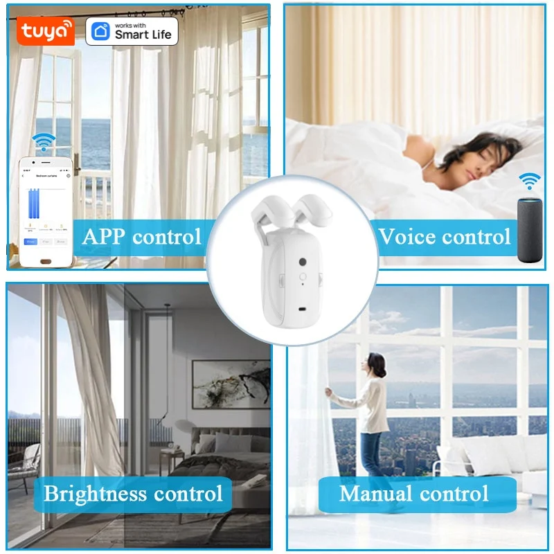 1/2PCS Tuya Smart Wifi Curtain Robot (with gateway), Roman Rod Track, APP Remote Control,Voice Control,Single/Double Opening - Image 3