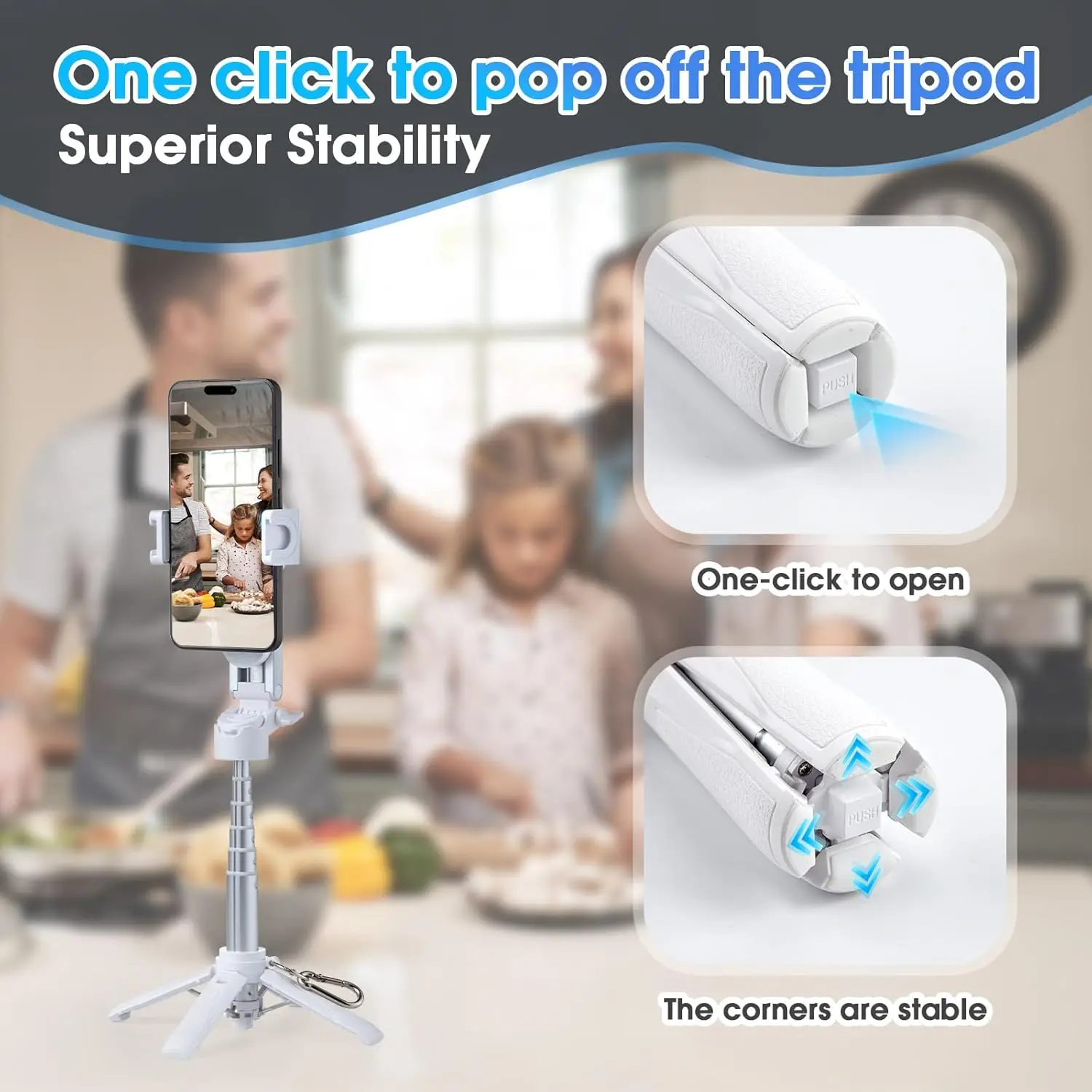 Magnetic Tripod for Phone Magsafe Stand&Clip Portable Pocket Size Selfie Stick for Android/iPhone Wireless Remote Control - Image 4