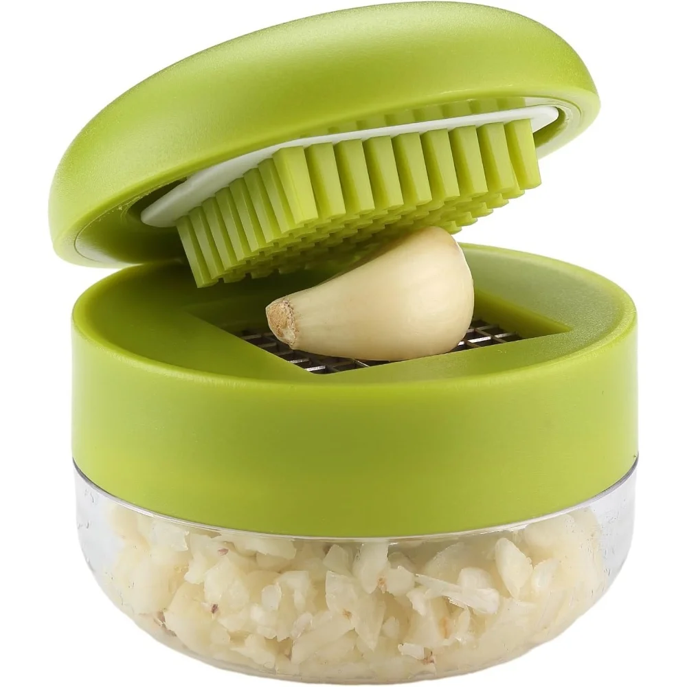 1pc Multifunctional Garlic Press Manual Mincer, ABS and Stainless Steel Garlic Slicer Handheld Ginger Masher with Storage Case