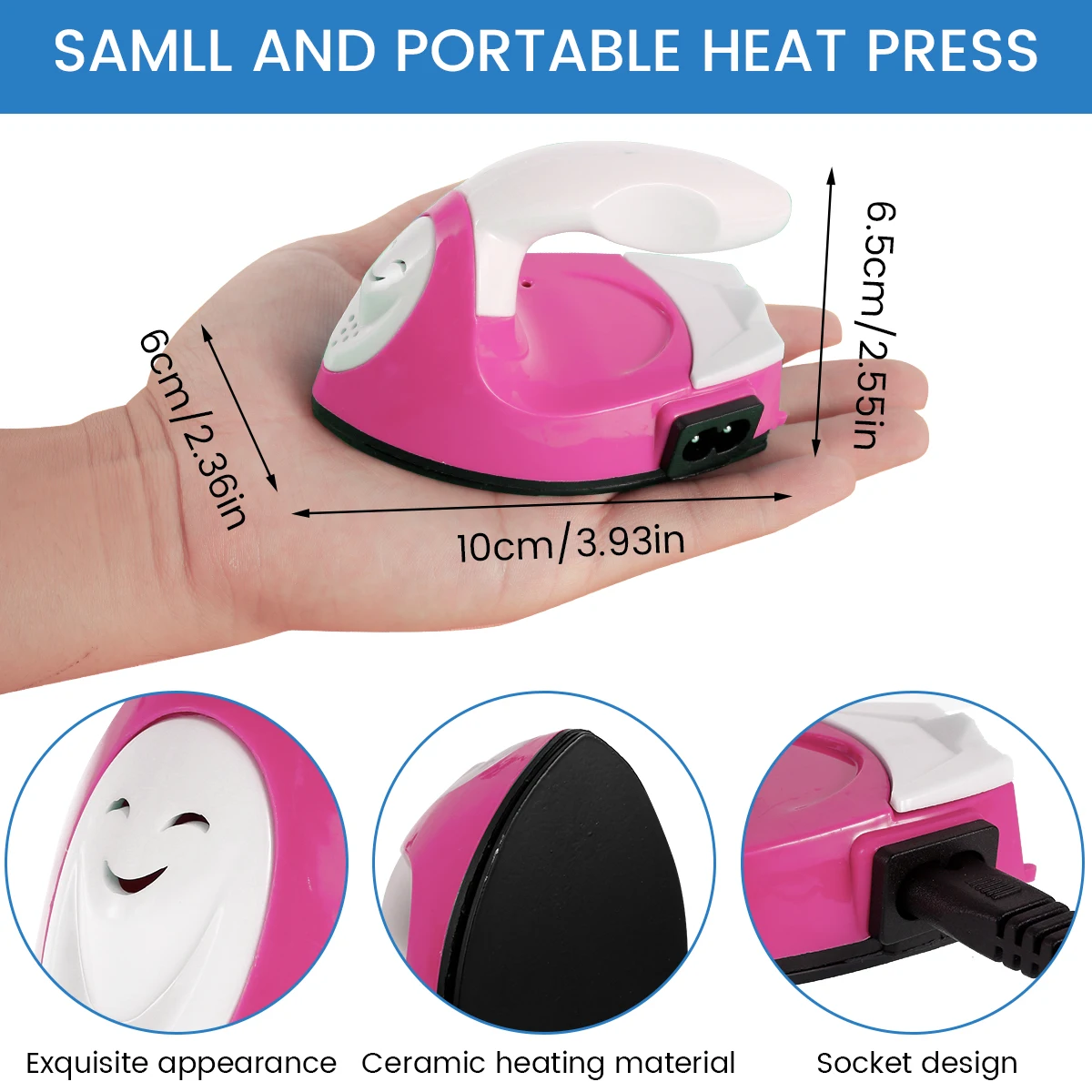 Mini Craft Iron Electric Iron Portable Handy Heat Press with Silicone Heat Insulation Pad Small Iron For Ironing Clothes Laundry - Image 2
