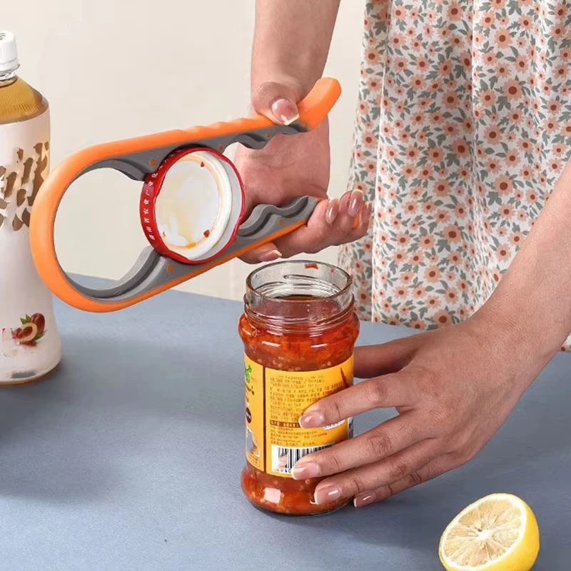 Multifunctional 4-in-1 Kitchen Tool Jar Gripper Lid Opener Can Opener Bottle Opener - Easy to Use Home Essential - Image 2