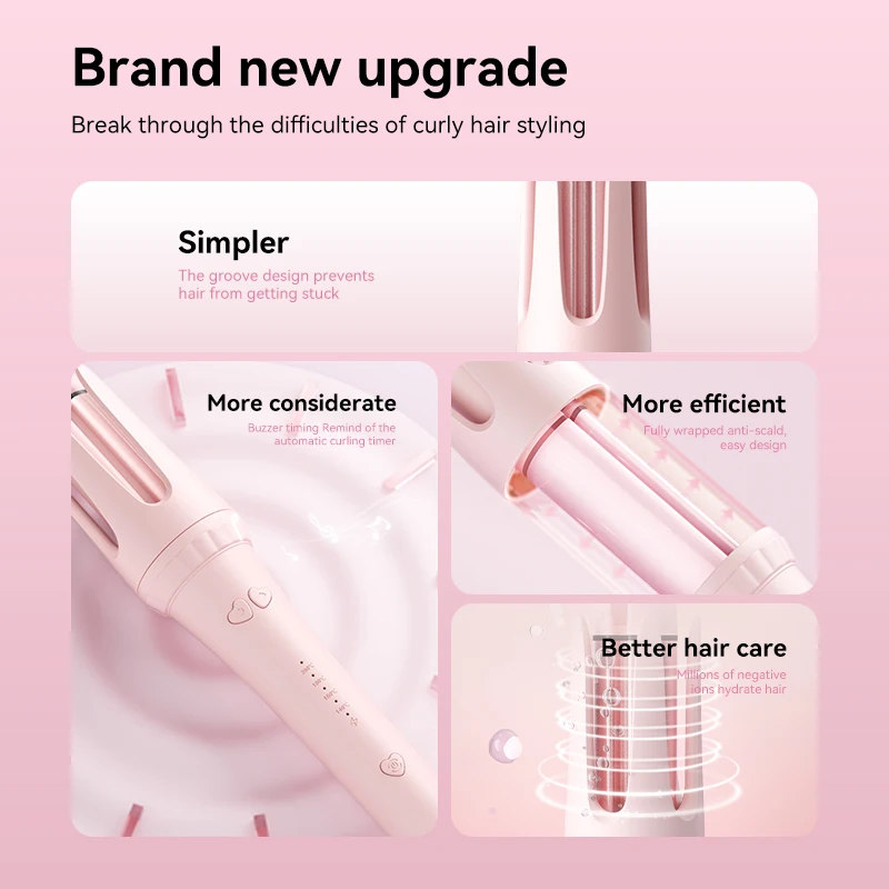 Automatic Rotating Curling Iron 32mm Negative Ions Curling Wand for Beach Waves Anti-Scald Hair Curler for Women - Image 3