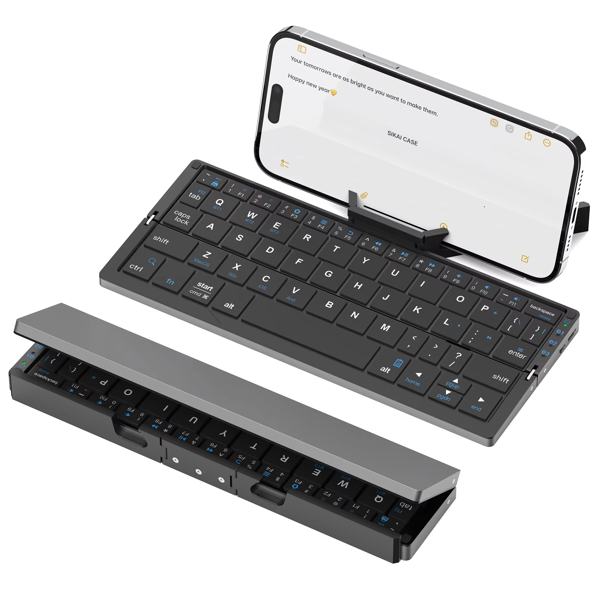 Foldable Bluetooth Keyboard with Magnetic Stand Portable Wireless Keyboard for iPad iPhone Samsung Tablet Rechargeable