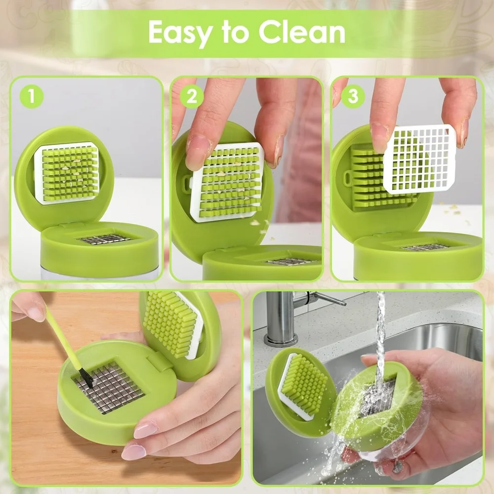1pc Multifunctional Garlic Press Manual Mincer, ABS and Stainless Steel Garlic Slicer Handheld Ginger Masher with Storage Case - Image 4