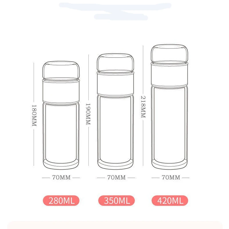 Tea Water Bottle High Borosilicate Glass Double Layer Tea Water Cup Infuser Tumbler Drinkware Water Bottle With Tea Filter - Image 3