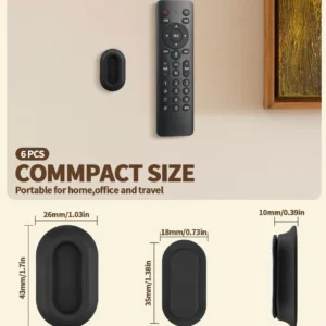 6 Pack Magnetic Remote Control Holder Wall Mount Soft Silicone Remote Control Caddy with Strong Adhesive Remote Holder