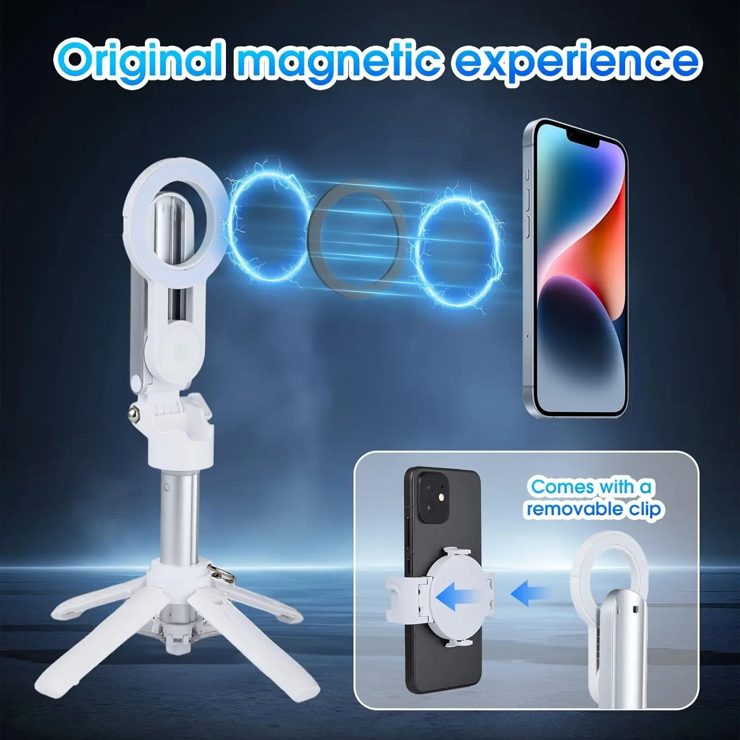 Magnetic Tripod for Phone Magsafe Stand&Clip Portable Pocket Size Selfie Stick for Android/iPhone Wireless Remote Control - Image 3