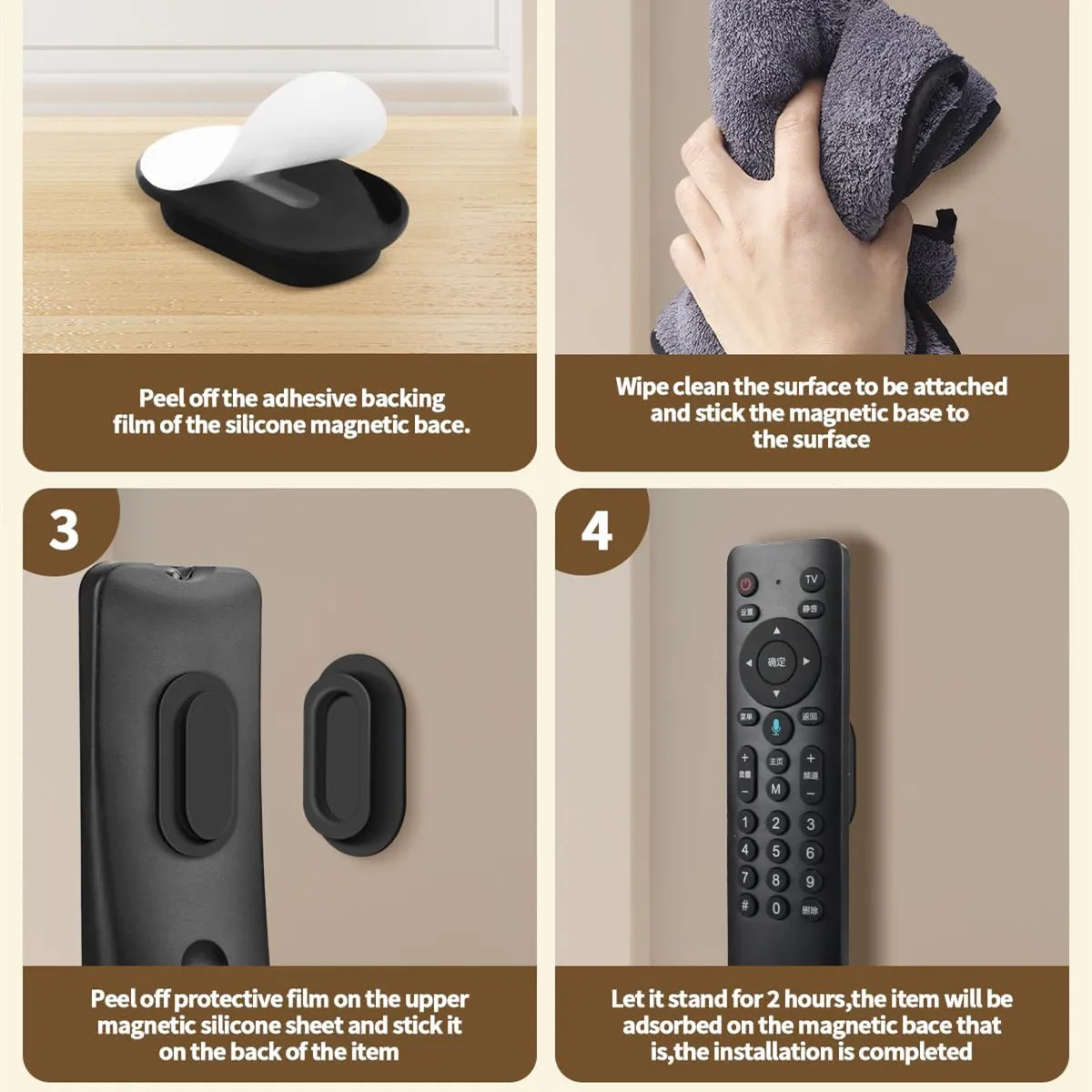6 Pack Magnetic Remote Control Holder Wall Mount Soft Silicone Remote Control Caddy with Strong Adhesive Remote Holder - Image 3