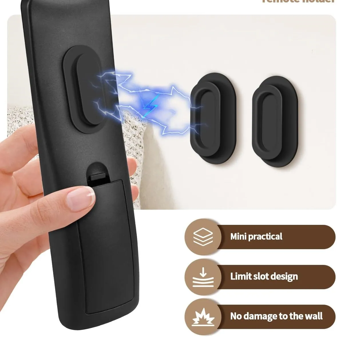 6 Pack Magnetic Remote Control Holder Wall Mount Soft Silicone Remote Control Caddy with Strong Adhesive Remote Holder - Image 4