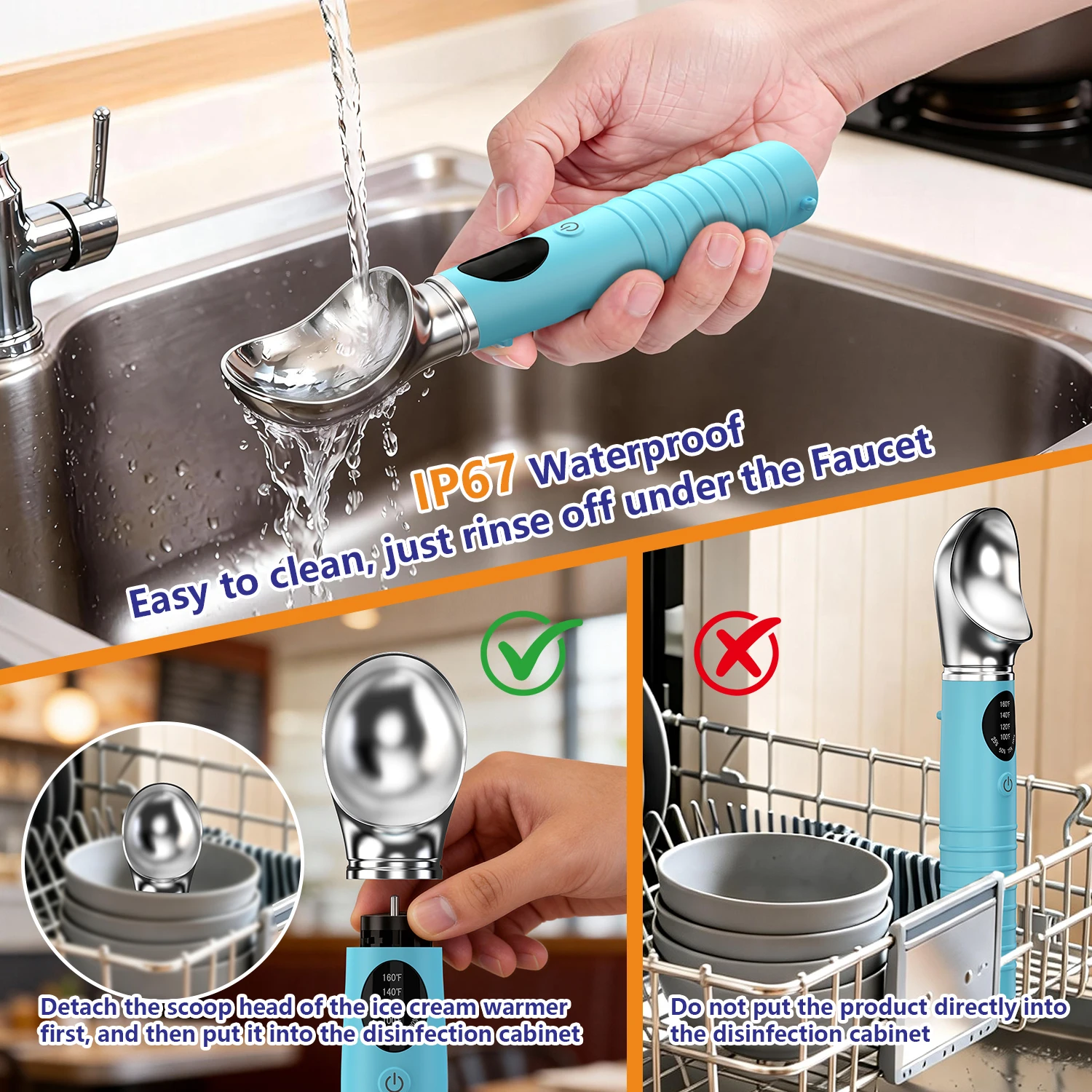 Heated Ice Cream Scoop Melting Ice Quickly Digging Balls Duty Portable USB Rechargeable Electric Ice For Hard Ice Cream Gelato - Image 4
