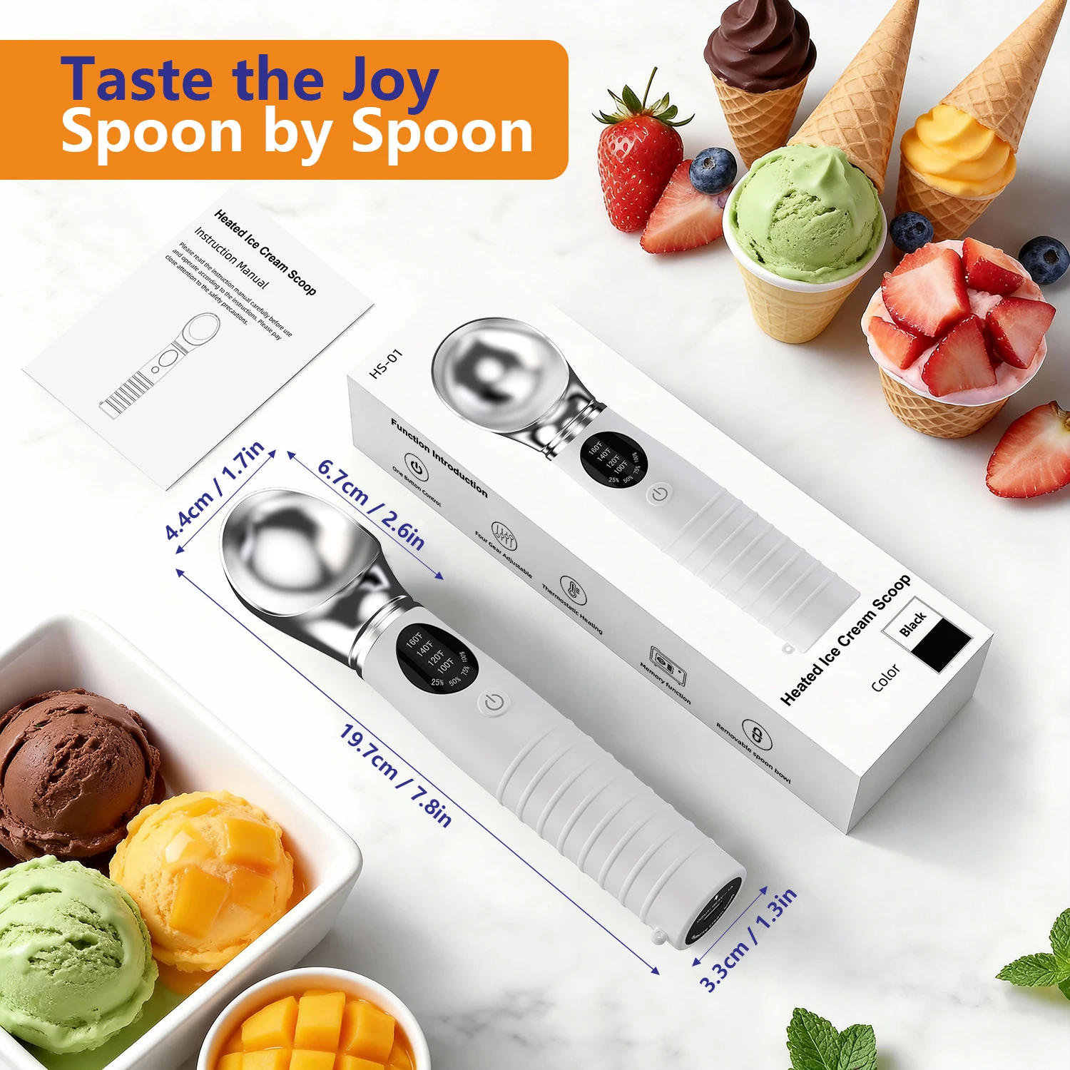 Heated Ice Cream Scoop Melting Ice Quickly Digging Balls Duty Portable USB Rechargeable Electric Ice For Hard Ice Cream Gelato - Image 5