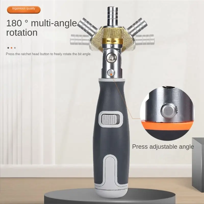 HOPE 10-In-1 Gray Screwdriver Set Bidirectional Ratchet Deformation Multi-Angle Special-Shaped Screwdriver with Batch Head - Image 3