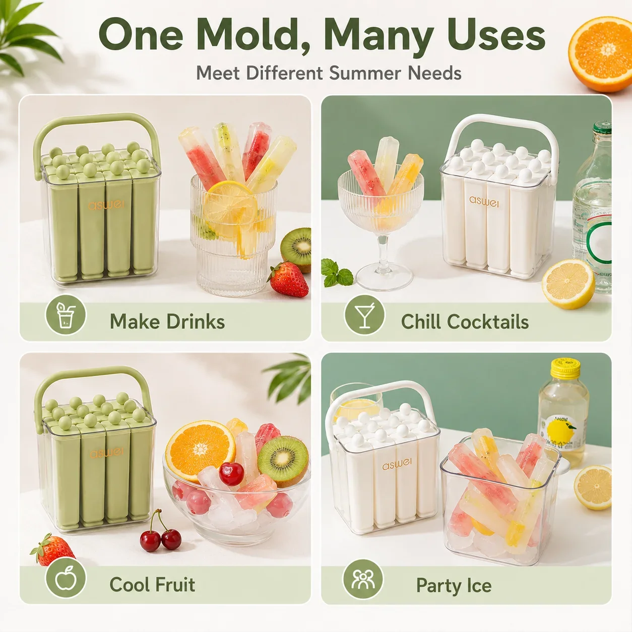 1pc Silicone Ice Pop Mold Box Food Grade Easy Release PET PP Popsicle Maker Freezer Ice Cube Tray for Summer Drinks Home DIY - Image 2