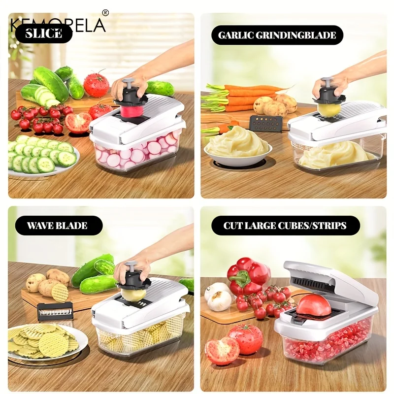 14/15 in 1 Multifunctional Vegetable Chopper Food Chopper Onion Chopper Vegetable Chopper with Container for Salad Potato Carrot - Image 3