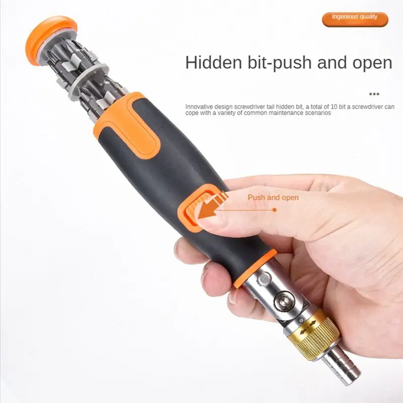 HOPE 10-In-1 Gray Screwdriver Set Bidirectional Ratchet Deformation Multi-Angle Special-Shaped Screwdriver with Batch Head - Image 2