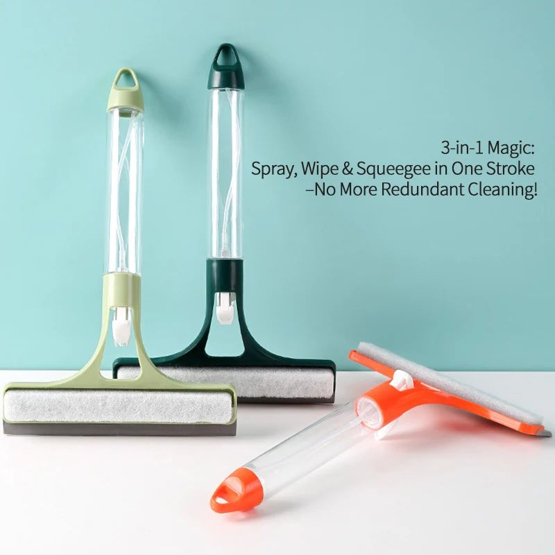 Home Multifunctional Glass Cleaning Mirror With Spray Bottle 3 In 1 Glass Ultra Fine Fiber Scrubbing Scraper Window Scraper - Image 4
