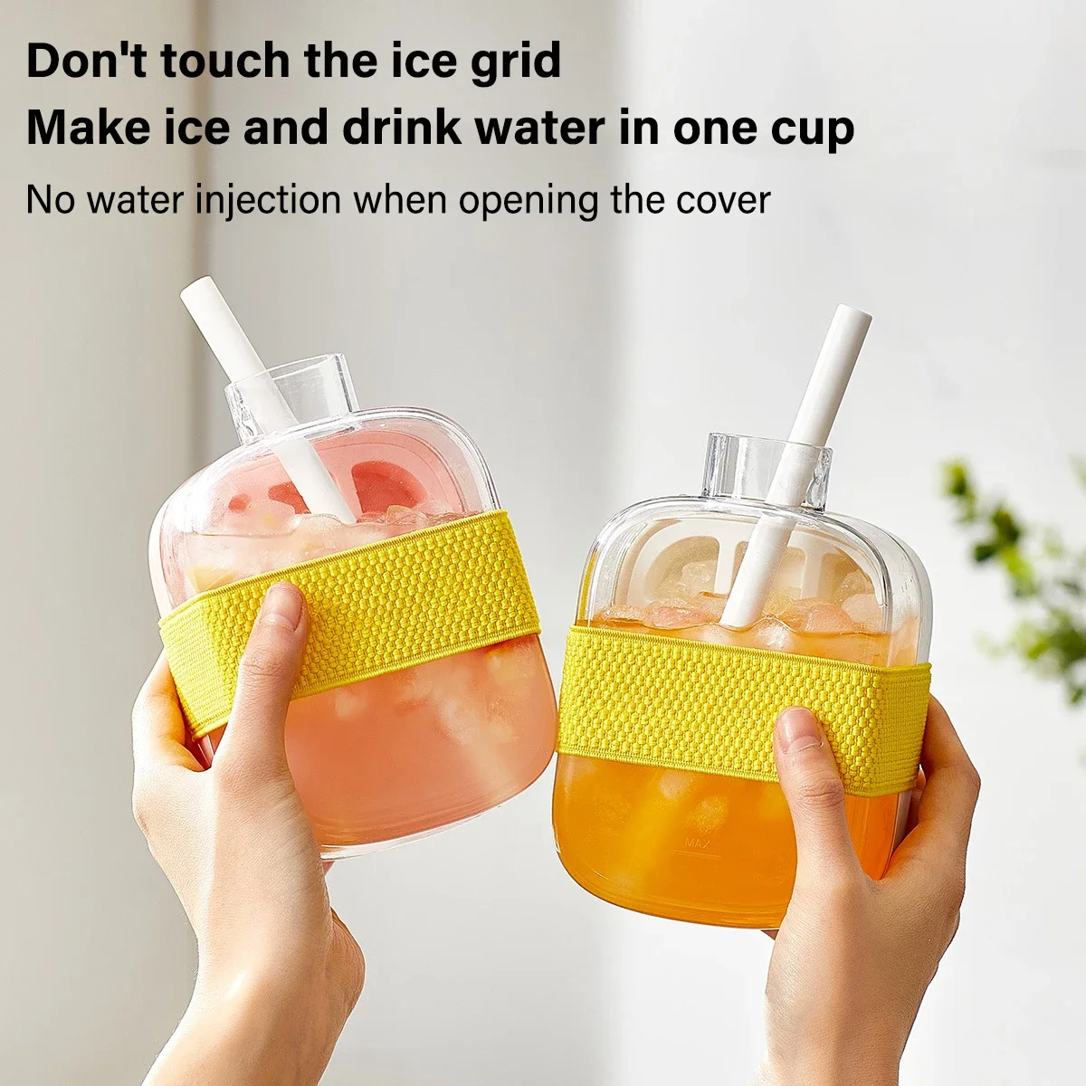 500ML Ice Cube Mold Press Ice Maker With Lid Food Grade Ice Making Straw Dual-use Ice Kettle Press Ice Maker With Supplies - Image 2