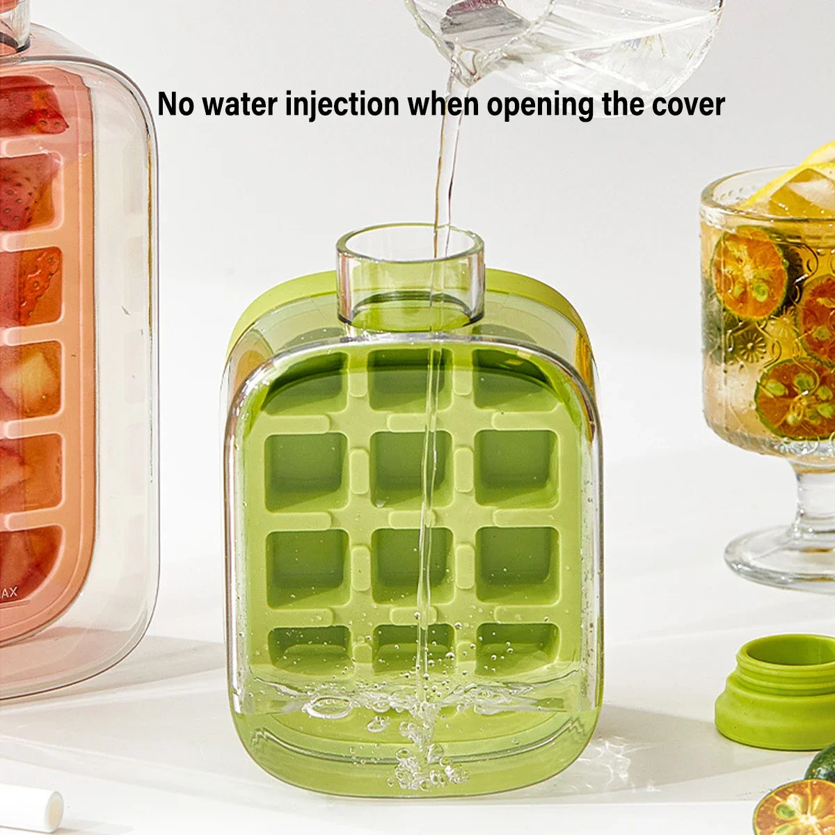 500ML Ice Cube Mold Press Ice Maker With Lid Food Grade Ice Making Straw Dual-use Ice Kettle Press Ice Maker With Supplies - Image 3