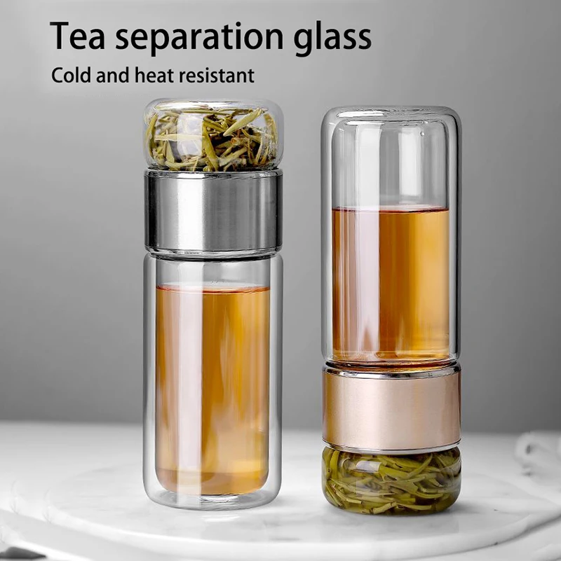 Tea Water Bottle High Borosilicate Glass Double Layer Tea Water Cup Infuser Tumbler Drinkware Water Bottle With Tea Filter - Image 5