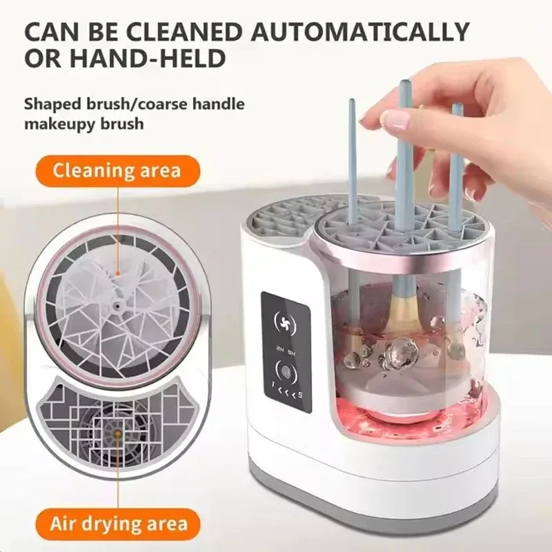 3 IN 1 Electric Makeup Brush Cleaner Machine With Makeup Brush Dryer-Holder-Portable Automatic USB Cosmetic Brushes Cleaner Tool - Image 3