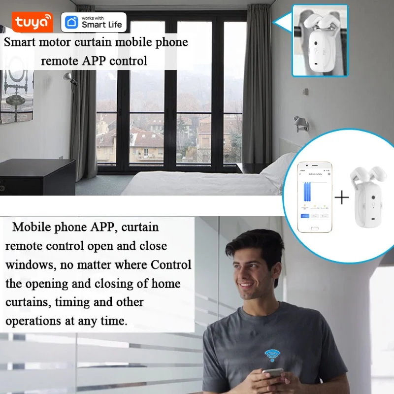 1/2PCS Tuya Smart Wifi Curtain Robot (with gateway), Roman Rod Track, APP Remote Control,Voice Control,Single/Double Opening - Image 4