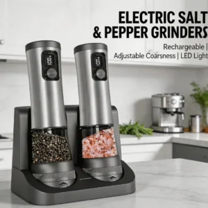 Electric Automatic Pepper Grinder Set Rechargeable Base LED Display Adjustable Coarseness Kitchen Tool for Spices Tools